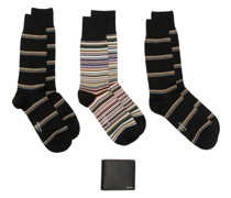 4er-Set aus gestreiften Socken und Portemonnaie