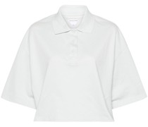 piqué-weave cropped polo shirt