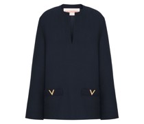 VGold detail silk blouse