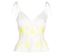 Bluse mit botanischen Stickereien