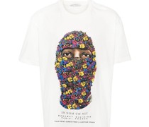 T-Shirt mit Blumengesicht-Print