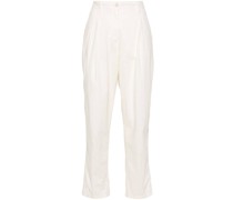 cotton pleat-detail tapered trousers