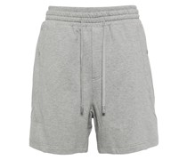 mélange-effect cotton track shorts