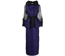 floral-jacquard belted maxi dress