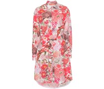 floral-print shirt dress