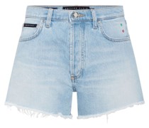 Kurze Jeans-Shorts mit Logo-Applikation