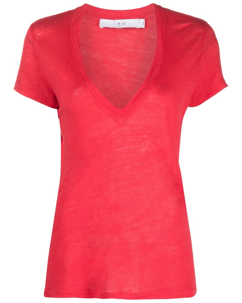 IRO Damen T-Shirt mit tiefem V-Ausschnitt