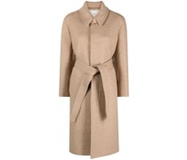 herringbone belted wool coat