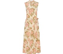 Midi-Seidenkleid mit Blumen-Print