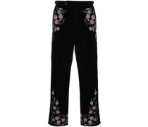 Gerade Hose mit Blumenapplikation