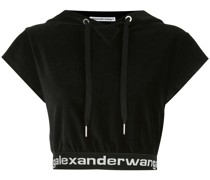 Cropped-Kapuzenpullover aus Kord