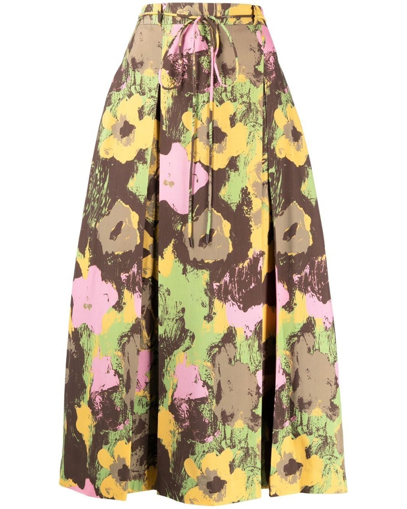 REJINA PYO Damen Rock mit Blumen-Print