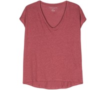 V-neck slub-texture T-shirt