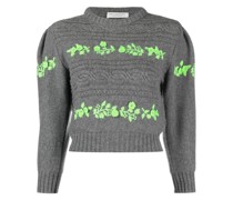 Pullover mit aufgestickten Blumen