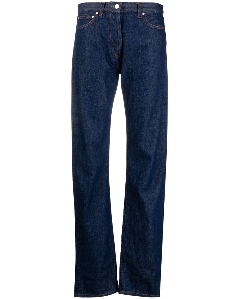 MSGM Damen Halbhohe Straight-Leg-Jeans