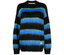 striped crew-neck brushed Pullover