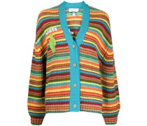 catcus-embroidered striped cardigan