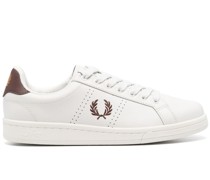 embroidered-logo leather sneakers