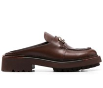 Gancini-buckle leather loafers