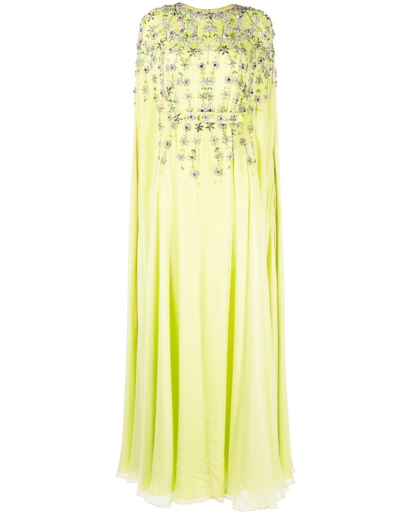 Dina Melwani Damen Besticktes Seidenkleid