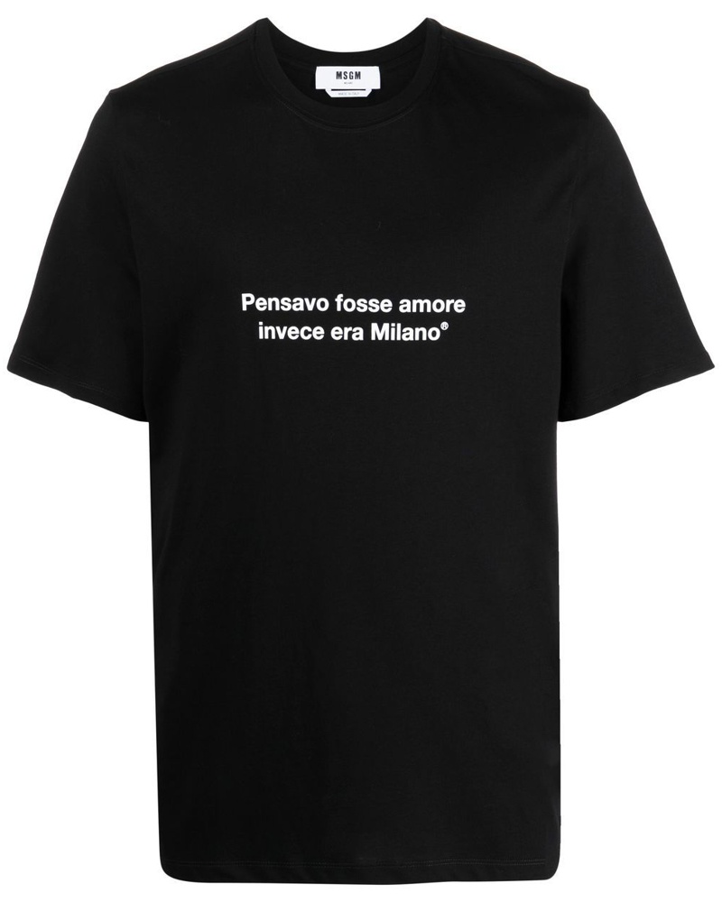 MSGM Damen T-Shirt mit Slogan-Print