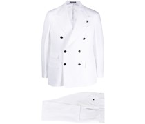 double-breasted linen-blend suit