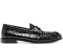 logo-plaque leather loafers