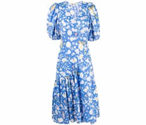 floral-print cotton midi dress