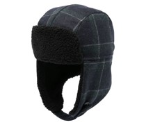 check-pattern wool trapper hat