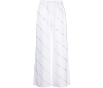 rhinestone-logo wide-leg trousers