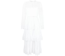 chiffon tiered midi dress