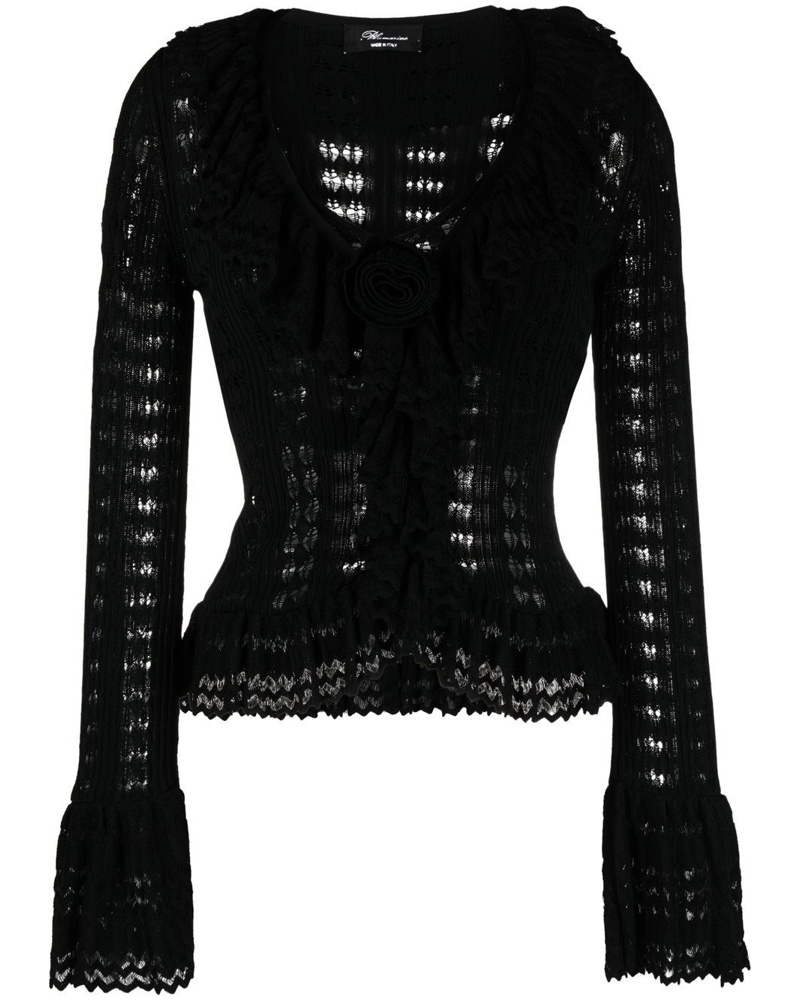 Blumarine Damen Cardigan mit Blumenapplikation Blumarine Damen Cardigan mit Blumenapplikation