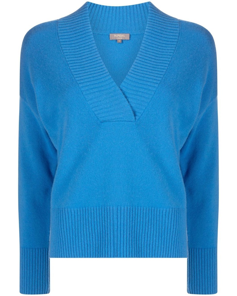 N.Peal Damen Kaschmirpullover mit V-Ausschnitt