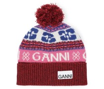 Beanie mit Intarsien-Strickmuster