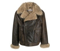 Lederjacke mit versetztem Reißverschluss