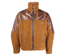 Teddy-Jacke mit Schlangen-Print