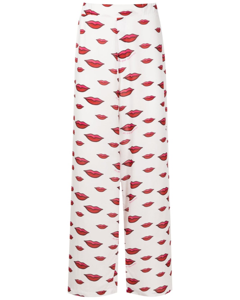 Amir Slama Damen Gerade Hose mit Lippenmotiv