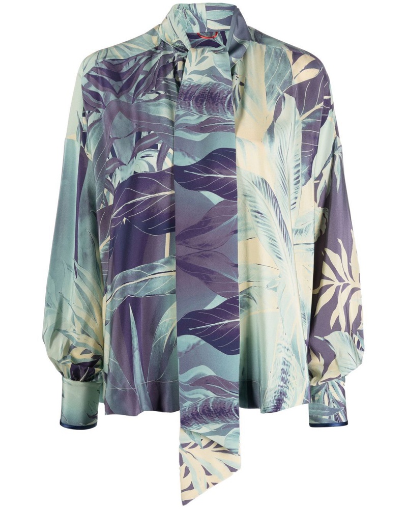 For Restless Sleepers Damen Seidenbluse mit Dschungel-Print