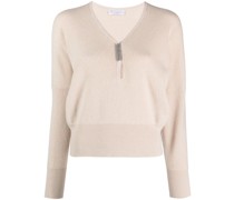 Verzierter Pullover mit V-Ausschnitt