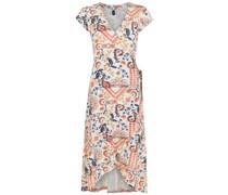 Gewickeltes Kleid mit Blatt-Print