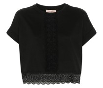 lace-detail cropped T-shirt