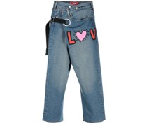 Cropped-Jeans mit Print
