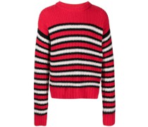 Gestreifter Pullover mit Zopfmuster