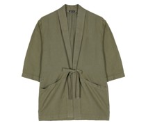 tie-fastening cotton-hemp jacket