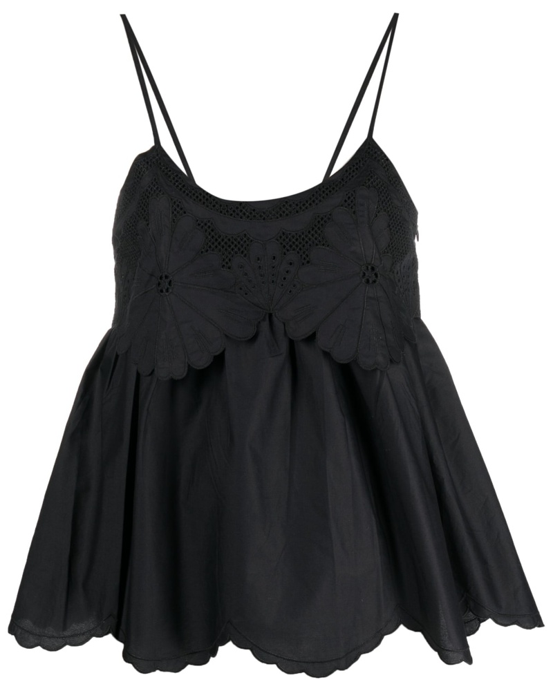 Twin-Set Damen Top mit Lochstickerei