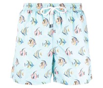 Badeshorts mit Fische-Print