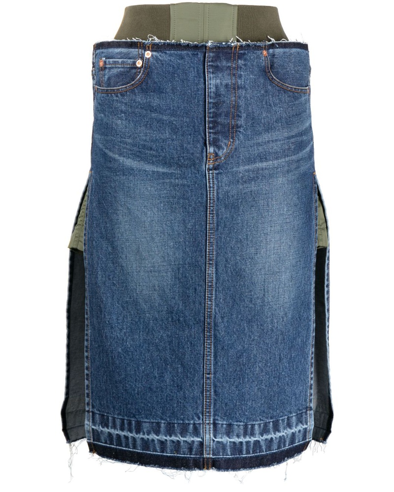 Sacai Damen Jeanshemd im Layering-Look