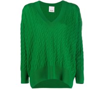 cable-knit V-neck cashmere jumper