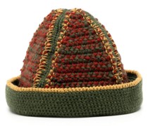 colour-blocked crochet beanie