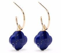18kt Gelbgoldcreolen mit Kleeblatt aus Lapislazuli